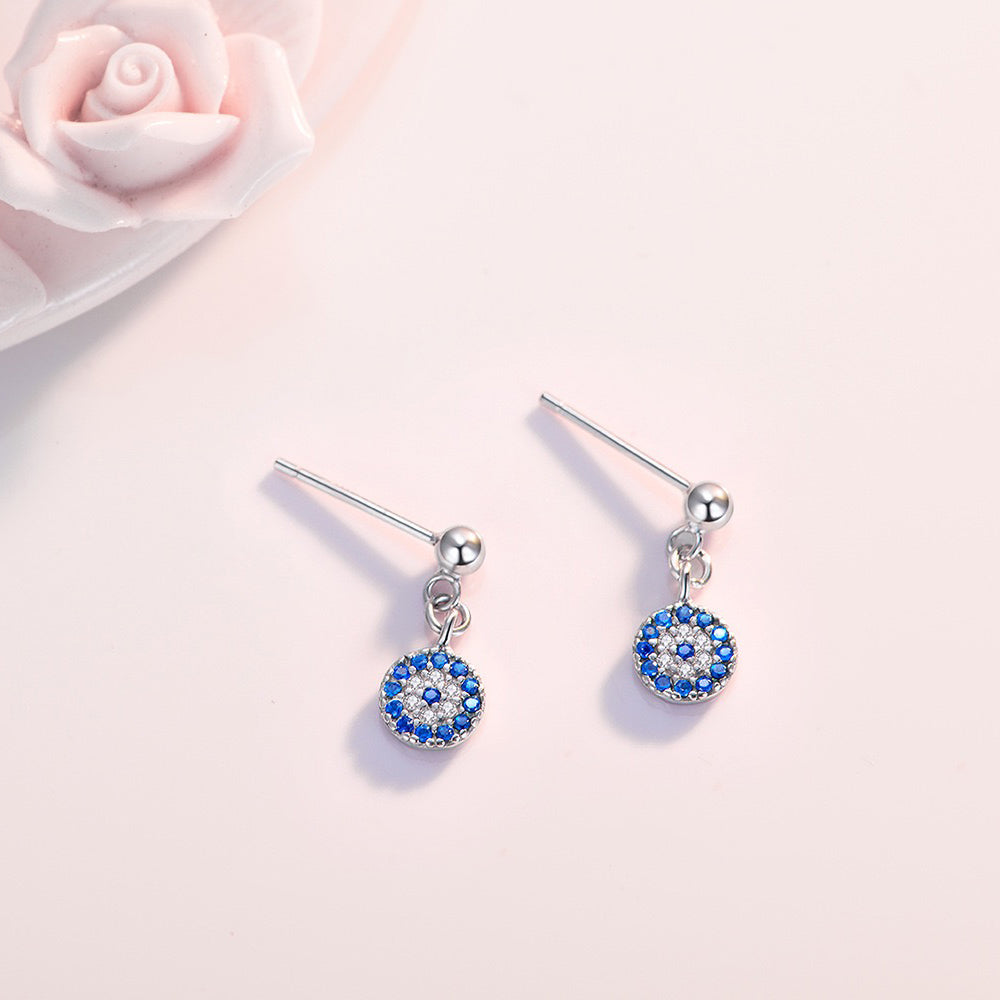 Cubic Zirconia Evil Eye Drop Earrings