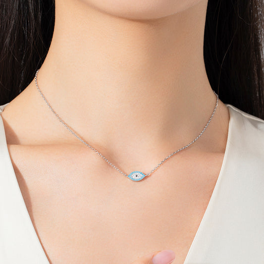 Sterling Silver Turquoise Evil Eye Necklace