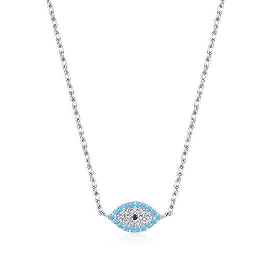 Sterling Silver Turquoise Evil Eye Necklace