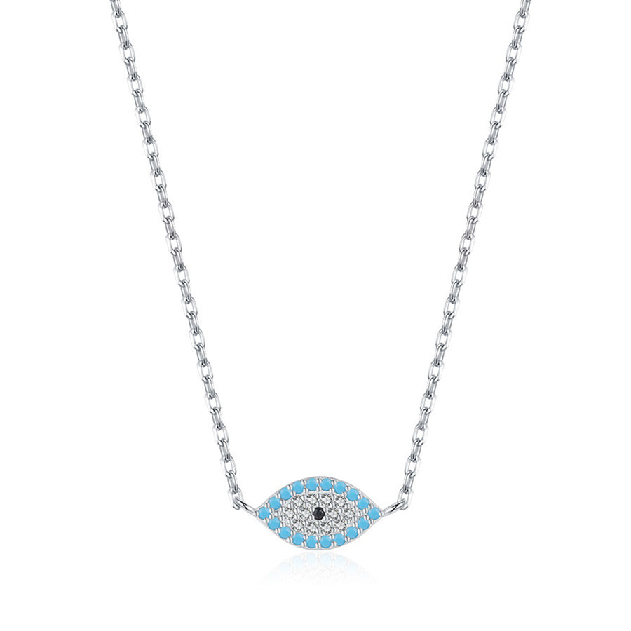 Sterling Silver Turquoise Evil Eye Necklace