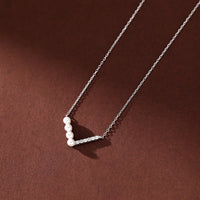 Sterling Silver V Shape Pearl Pendant Necklace