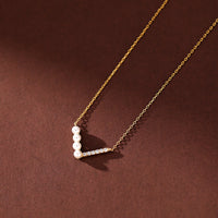 Sterling Silver V Shape Pearl Pendant Necklace