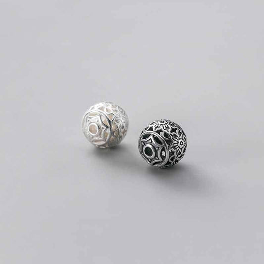 Hollow Flower 10mm 925 Sterling Silver Bead Caps