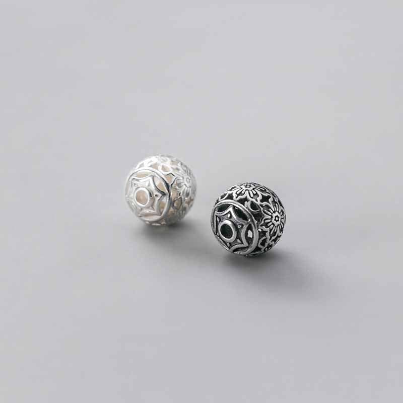 Hollow Flower 10mm 925 Sterling Silver Bead Caps