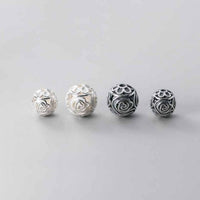 Hollow Rose Flower Bead Caps, 925 Sterling Silver