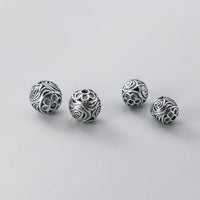 Hollow Rose Flower Bead Caps, 925 Sterling Silver