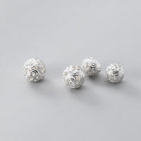 Hollow Rose Flower Bead Caps, 925 Sterling Silver