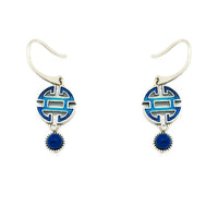 Blue Blessing Knot Lapis and Red Agate Sterling Silver Dangle Earrings