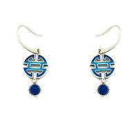 Blue Blessing Knot Lapis and Red Agate Sterling Silver Dangle Earrings