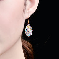 Round Natural Pearl Enamel Sterling Silver Drop Earrings