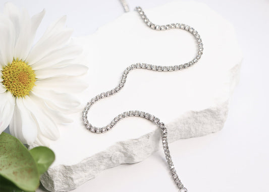 Stainless Steel CZ Tennis Necklace