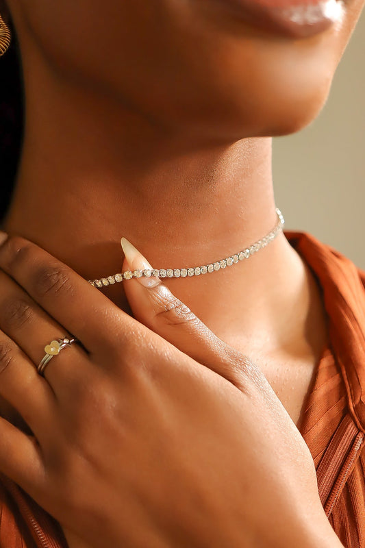 Stainless Steel CZ Tennis Necklace