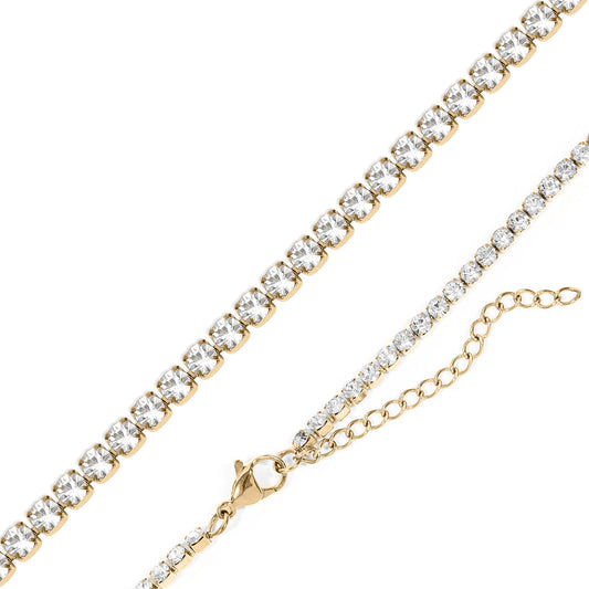 18K Gold PVD CZ Tennis Chain Necklace