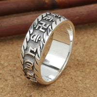 Vintage Om Mani Padme Hum Sterling Silver Ring