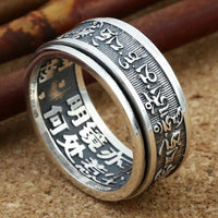 Vintage Thai Om Mani Padme Hum Sterling Silver Spinning Ring