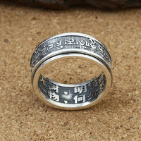 Vintage Thai Om Mani Padme Hum Sterling Silver Spinning Ring
