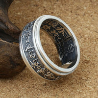 Vintage Thai Om Mani Padme Hum Sterling Silver Spinning Ring