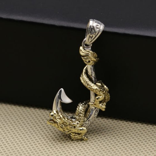 Golden Dragon Twining Pirate Hook Pendant