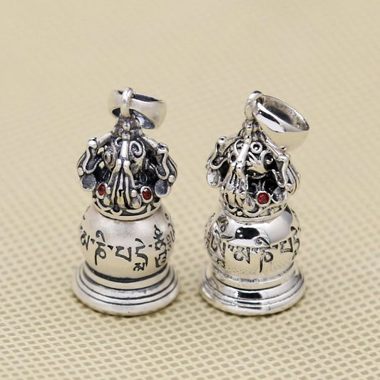 Vintage Chinese Tower Scripture Sterling Silver Pendant