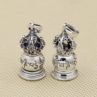 Vintage Chinese Tower Scripture Sterling Silver Pendant