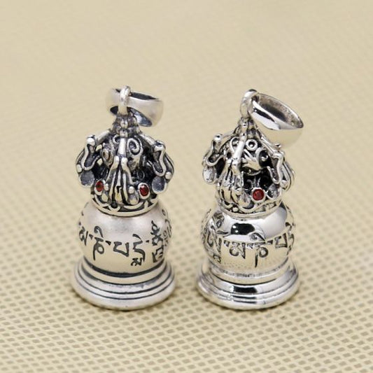 Vintage Chinese Tower Scripture Sterling Silver Pendant