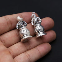 Vintage Chinese Tower Scripture Sterling Silver Pendant