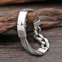 Vintage 13mm Cross Chain Sterling Silver Bracelet