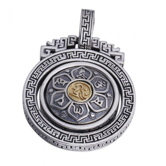 Vintage Om Mani Padme Hum 925 Silver Pendant