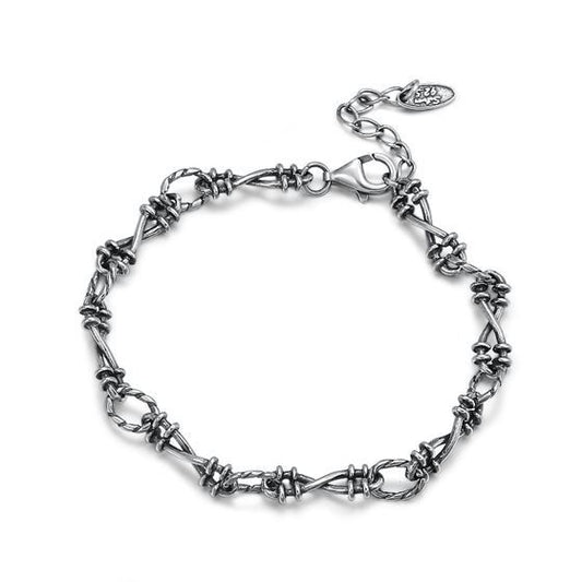 Vintage Hollow Chain Bracelet, 925 Sterling Silver