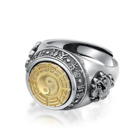 Men's Eight Trigrams Adjustable Sterling Silver Ring