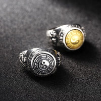 Men's Eight Trigrams Adjustable Sterling Silver Ring