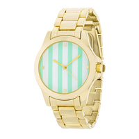 Gold Watch with Mint Stripe Dial