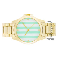 Gold Watch with Mint Stripe Dial