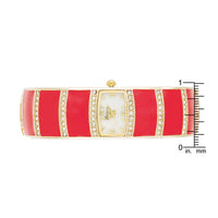 Gold Cuff Watch with Pink Crystals