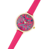 Gold Watch with Floral Dial