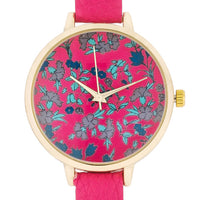 Gold Watch with Floral Dial