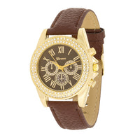 Brown Leather Crystal Watch