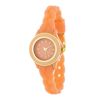 Carmen Braided Watch with Coral Rubber Strap