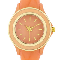 Carmen Braided Watch with Coral Rubber Strap