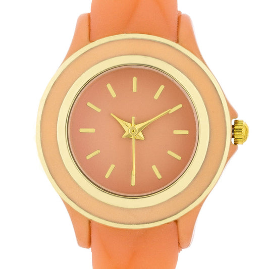 Carmen Braided Watch with Coral Rubber Strap
