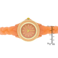 Carmen Braided Watch with Coral Rubber Strap