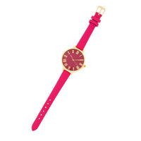 Gold Watch with Pink Leather Strap