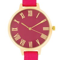 Gold Watch with Pink Leather Strap