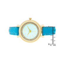 Georgia Gold Crystal Watch, Turquoise Leather Strap