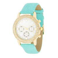 Gold Shell Pearl Watch with Crystals