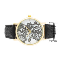 Gold Watch with Floral Dial