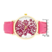 Gold Watch with Floral Dial