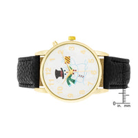 Holiday Tune Gold Watch with Black Leather Strap