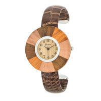 Brenna Dark Brown Leather Cuff Watch