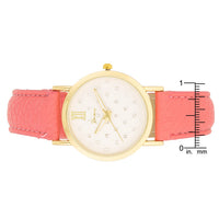 Gold-Tone Coral Leather Watch